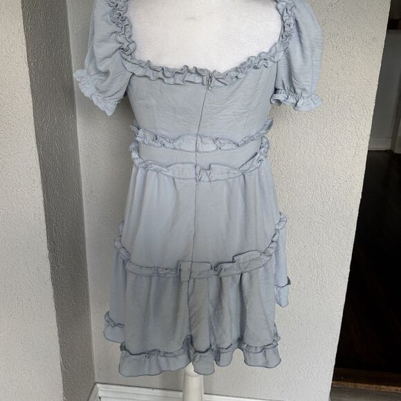 Blashe Blue Babydoll Flutter Ruffle Dress Size Small - Picture 3 of 8